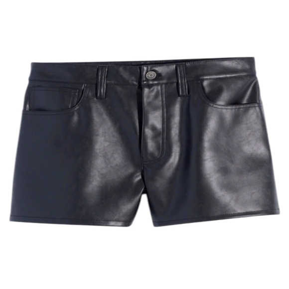 MADEWELL Short Shorts Baddie Leather Perfect Black 31 3.5" New - Picture 5 of 16